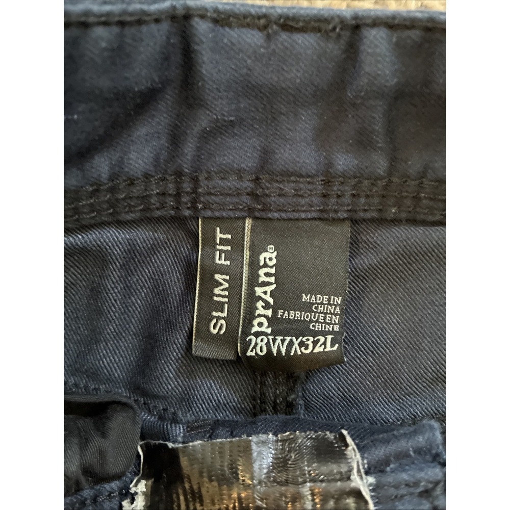 PRANA Men's Casual Pants Slim Fit Leg Flat Front Solid Navy Blue 28x32 - Picture 3 of 9